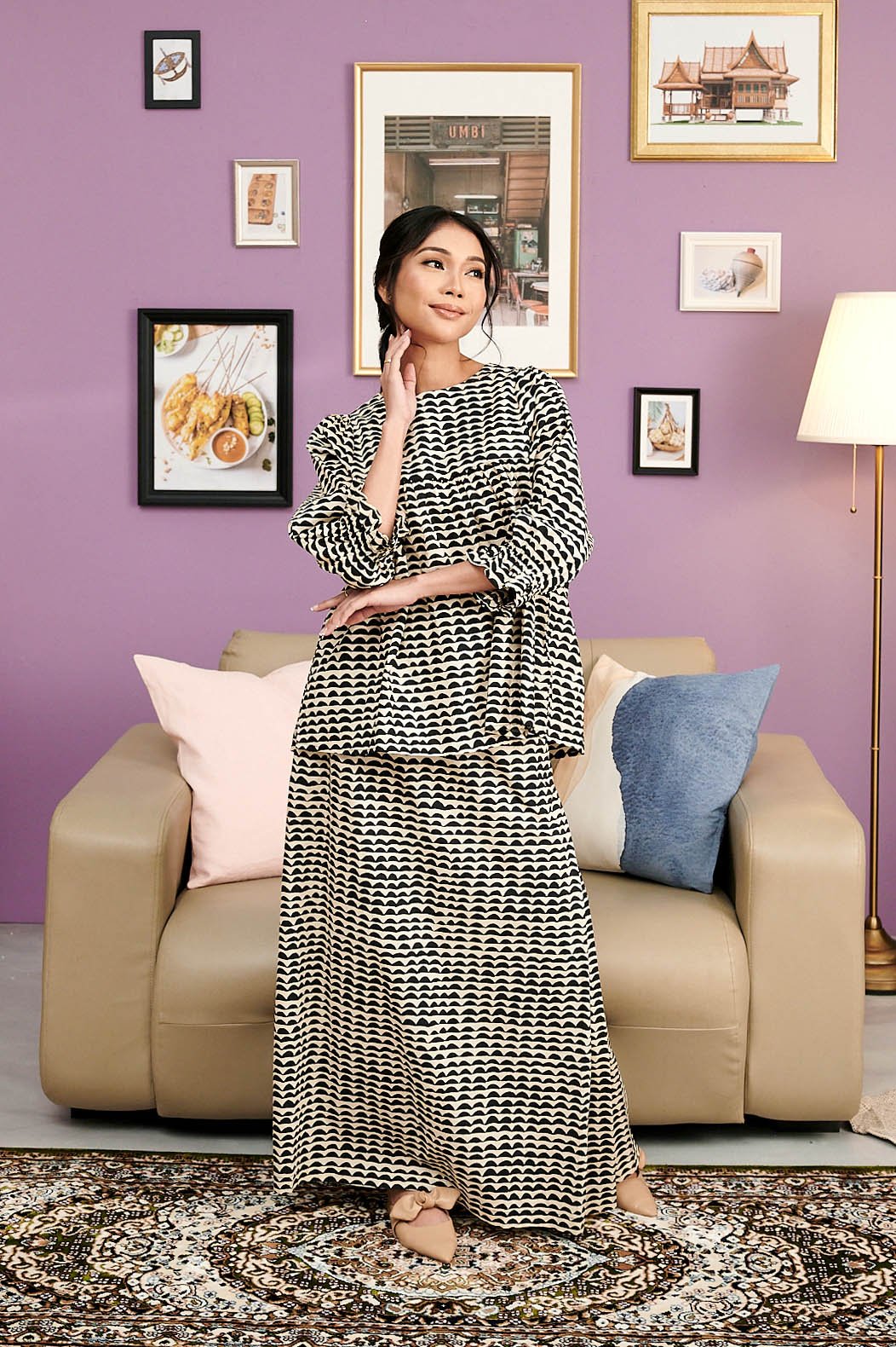 The Kenangan Raya Women Folded Skirt Cloud Print - Umbi