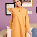 The Kenangan Raya Women Mandarin Collar Kurung Blouse Brown - Umbi