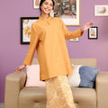The Kenangan Raya Women Mandarin Collar Kurung Blouse Brown - Umbi