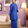 The Kenangan Raya Women Mandarin Collar Kurung Blouse Royal Blue - Umbi