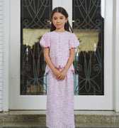 The Lumiere Collection Girl Amelia Kurung Set in Ballerina Pink Lace - Umbi
