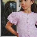 The Lumiere Collection Girl Amelia Kurung Set in Ballerina Pink Lace - Umbi