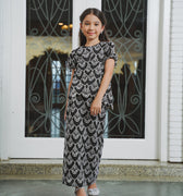 The Lumiere Collection Girl Amelia Kurung Set in Black Teardrop Lace - Umbi