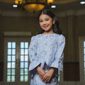 The Lumiere Collection Girl Sofia Kurung Set in Brocade Ice Blue - Umbi