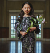 The Lumiere Collection Girl Sofia Kurung Set in Brocade Jade Black - Umbi