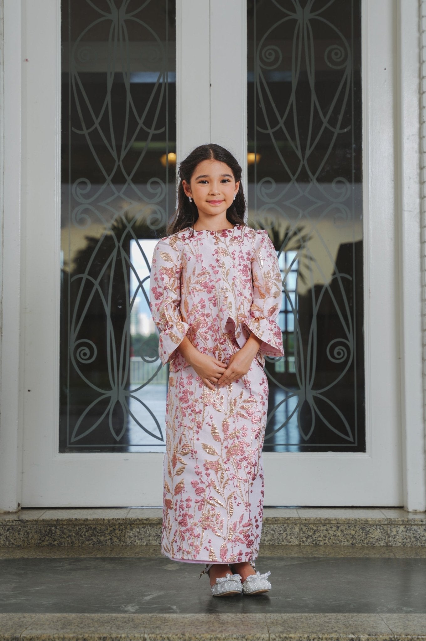 The Lumiere Collection Girl Sofia Kurung Set in Brocade Rose Gold - Umbi