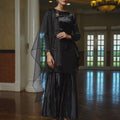 The Lumiere Collection Women Gala Satin Set in Shiny Black - Umbi