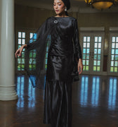 The Lumiere Collection Women Gala Satin Set in Shiny Black - Umbi