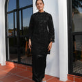 The Lumiere Collection Women Lorina Beaded Kurung Set in Black Blossom - Umbi