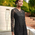 The Lumiere Collection Women Rhea Dress Set in Black Botanica Lace - Umbi