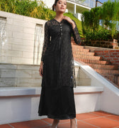 The Lumiere Collection Women Rhea Dress Set in Black Botanica Lace - Umbi