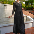 The Lumiere Collection Women Rhea Dress Set in Black Botanica Lace - Umbi