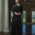 The Lumiere Collection Women Rhea Dress Set in Black Botanica Lace - Umbi