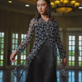 The Lumiere Collection Women Rhea Dress Set in Black & White Botanica Lace - Umbi