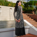 The Lumiere Collection Women Rhea Dress Set in Black & White Botanica Lace - Umbi