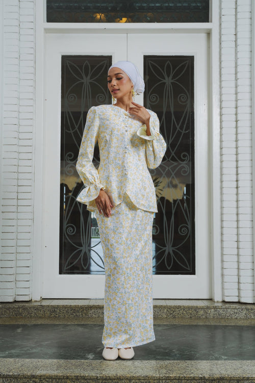 The Lumiere Collection Women Sofia Kurung Set in Chamomile Yellow Lace