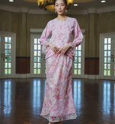 The Lumiere Collection Women Valencia Kebaya Set in Ballerina Pink Lily Lace - Umbi