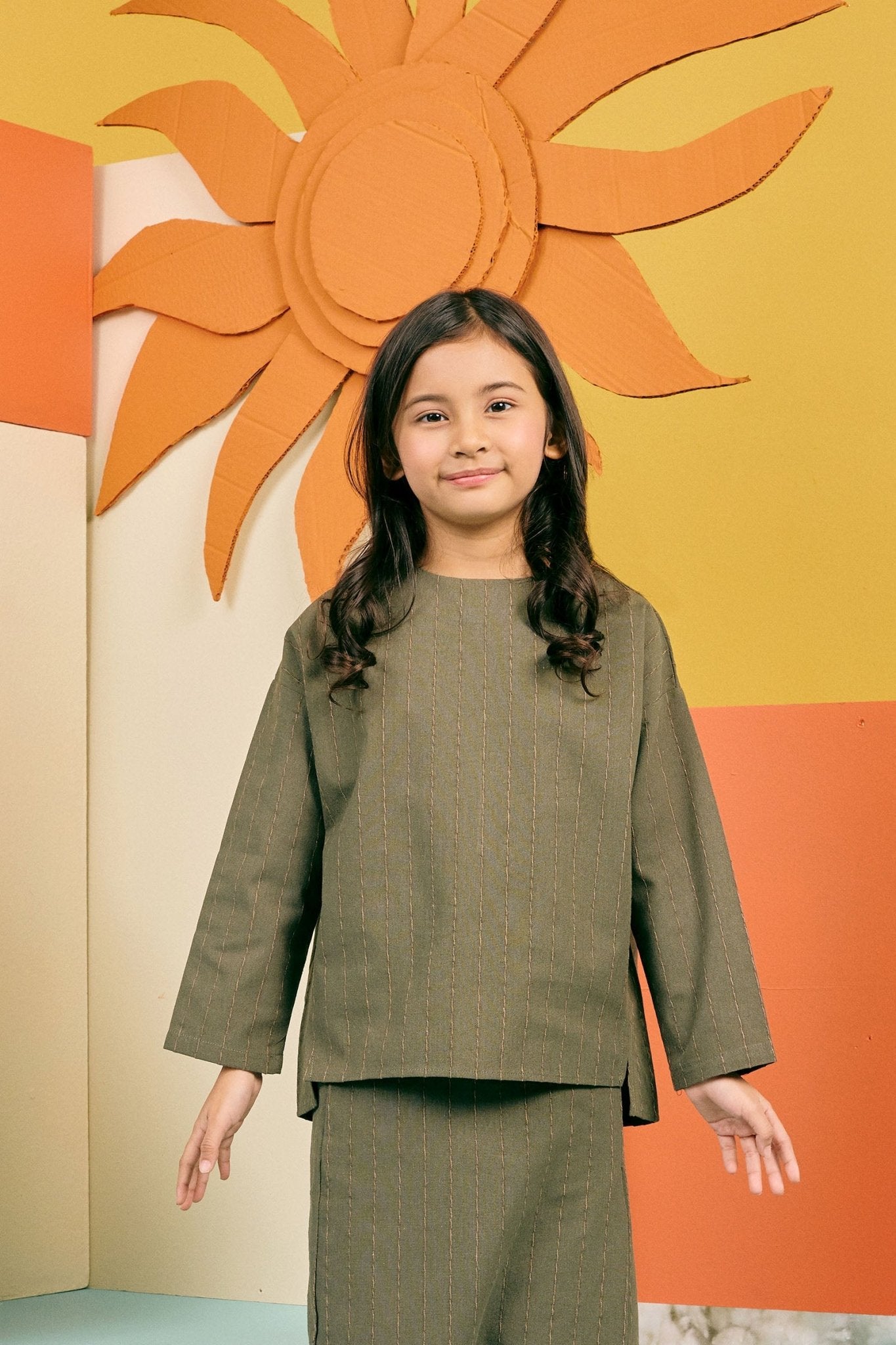 The Matahari Boxy Blouse Green Stripe - Umbi