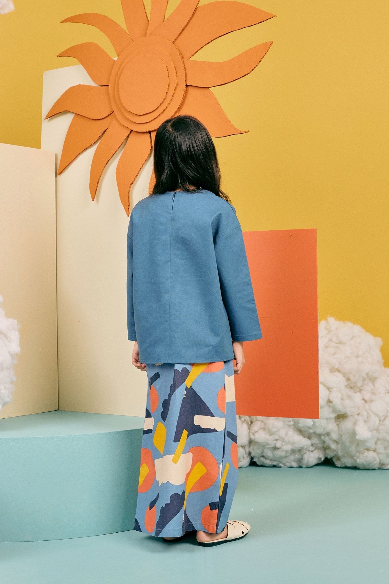 The Matahari Boxy Blouse Steel Blue - Umbi
