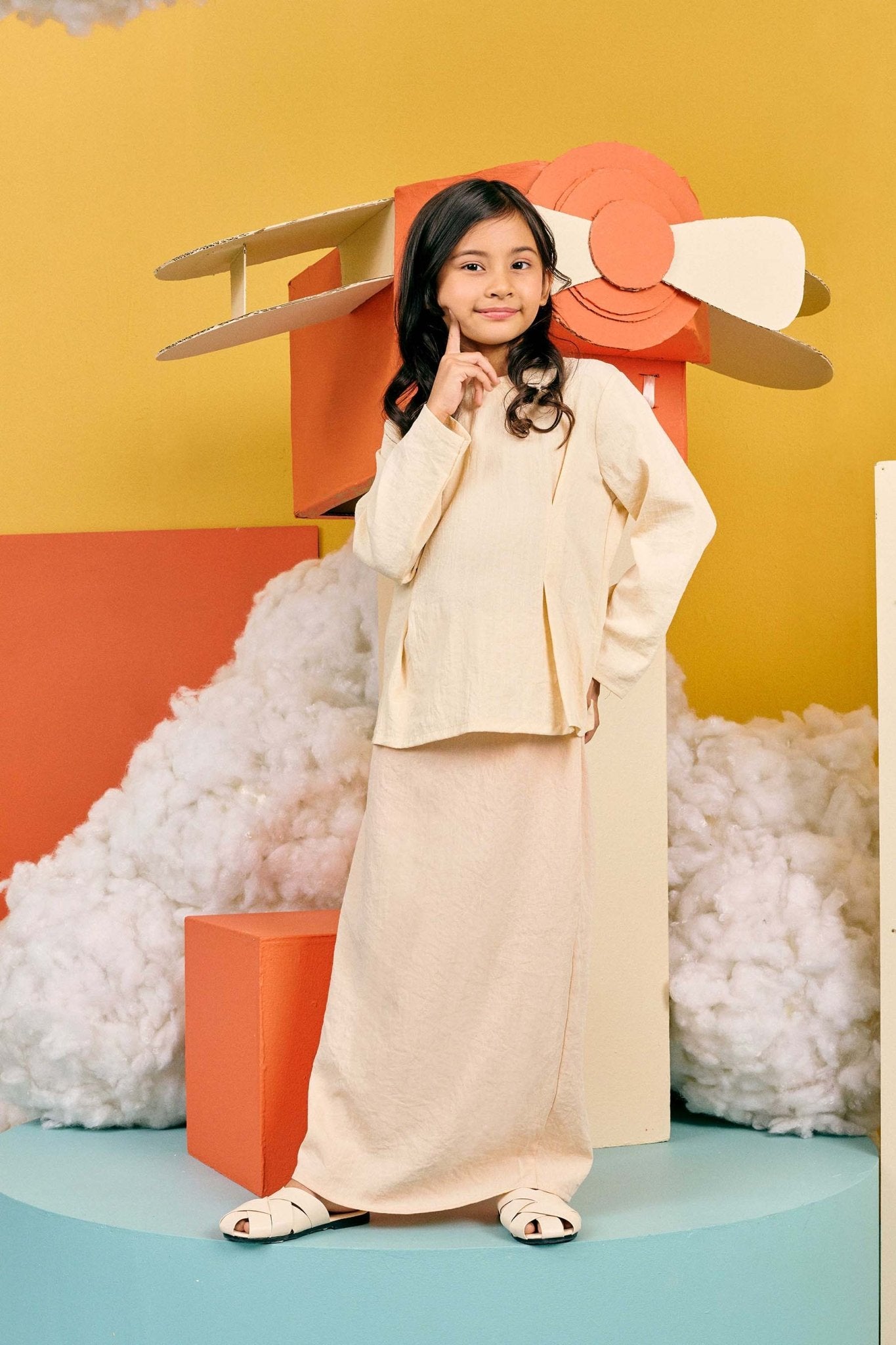 The Matahari Fitted Waist Blouse Beige - Umbi