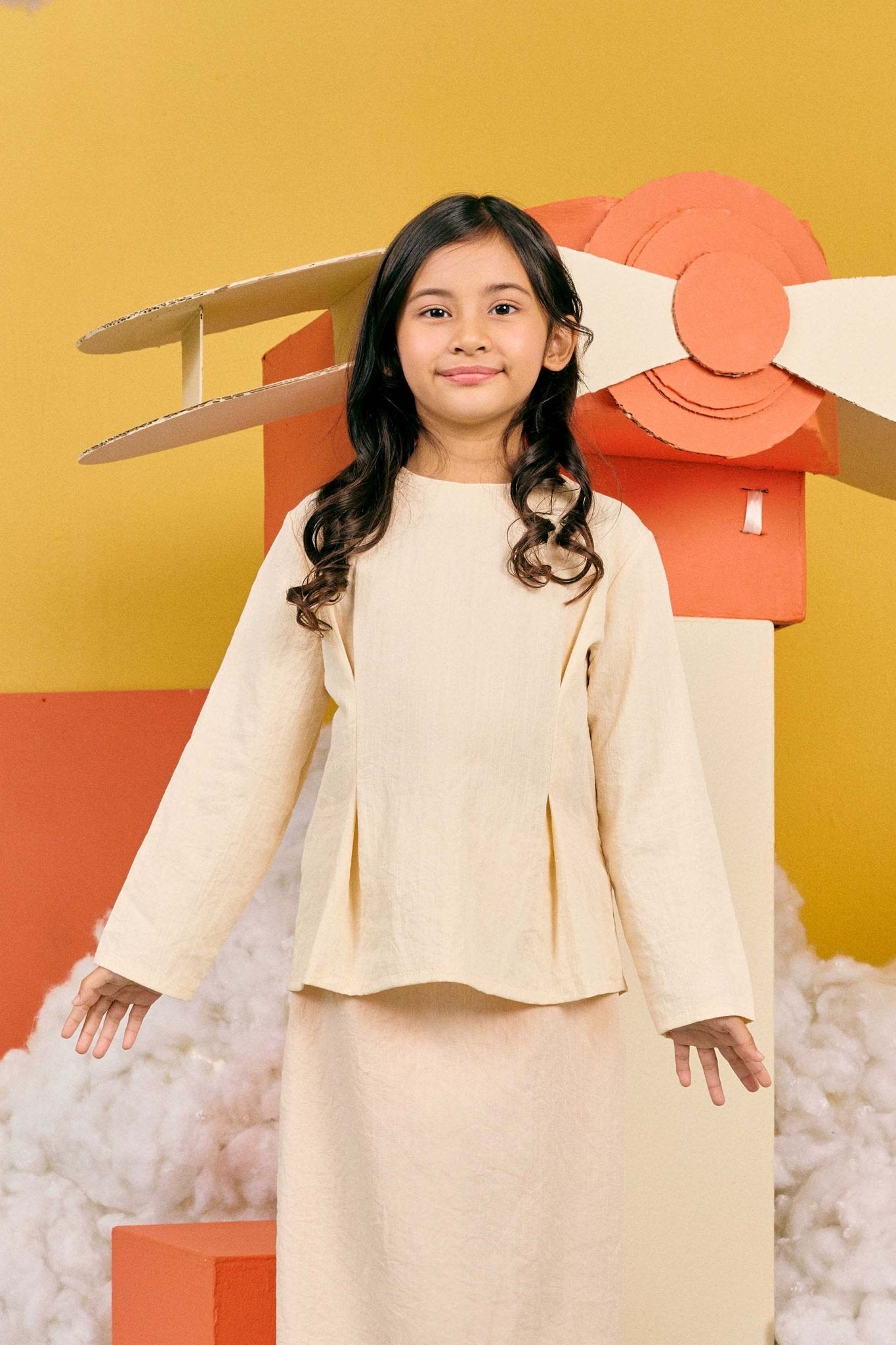 The Matahari Fitted Waist Blouse Beige - Umbi
