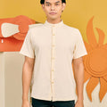 The Matahari Men Slim Fit Short Sleeves Shirt Beige - Umbi