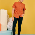 The Matahari Men Slim Fit Short Sleeves Shirt Clay - Umbi