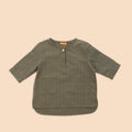 The Matahari Pair Pockets Kurta Top Green Stripe - Umbi