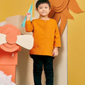 The Matahari Pair Pockets Kurta Top Orange - Umbi