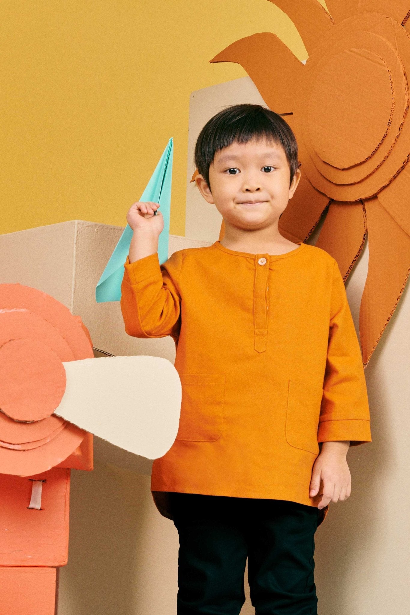 The Matahari Pair Pockets Kurta Top Orange - Umbi
