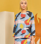 The Matahari Women Boxy Blouse Bumantara Print - Umbi