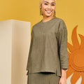 The Matahari Women Boxy Blouse Green Stripe - Umbi