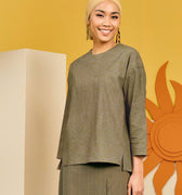 The Matahari Women Boxy Blouse Green Stripe - Umbi