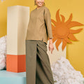 The Matahari Women Boxy Blouse Olive Green - Umbi