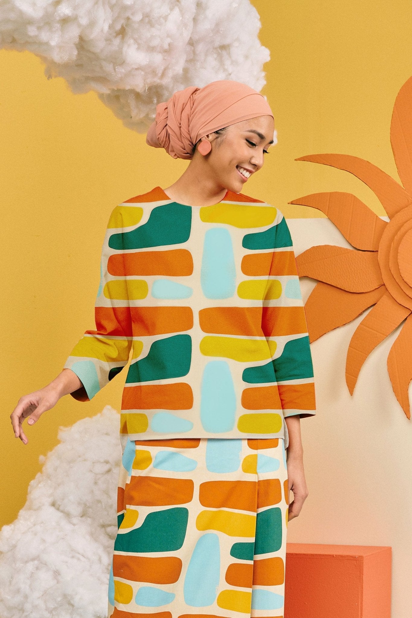 The Matahari Women Boxy Blouse Stonehenge Print - Umbi
