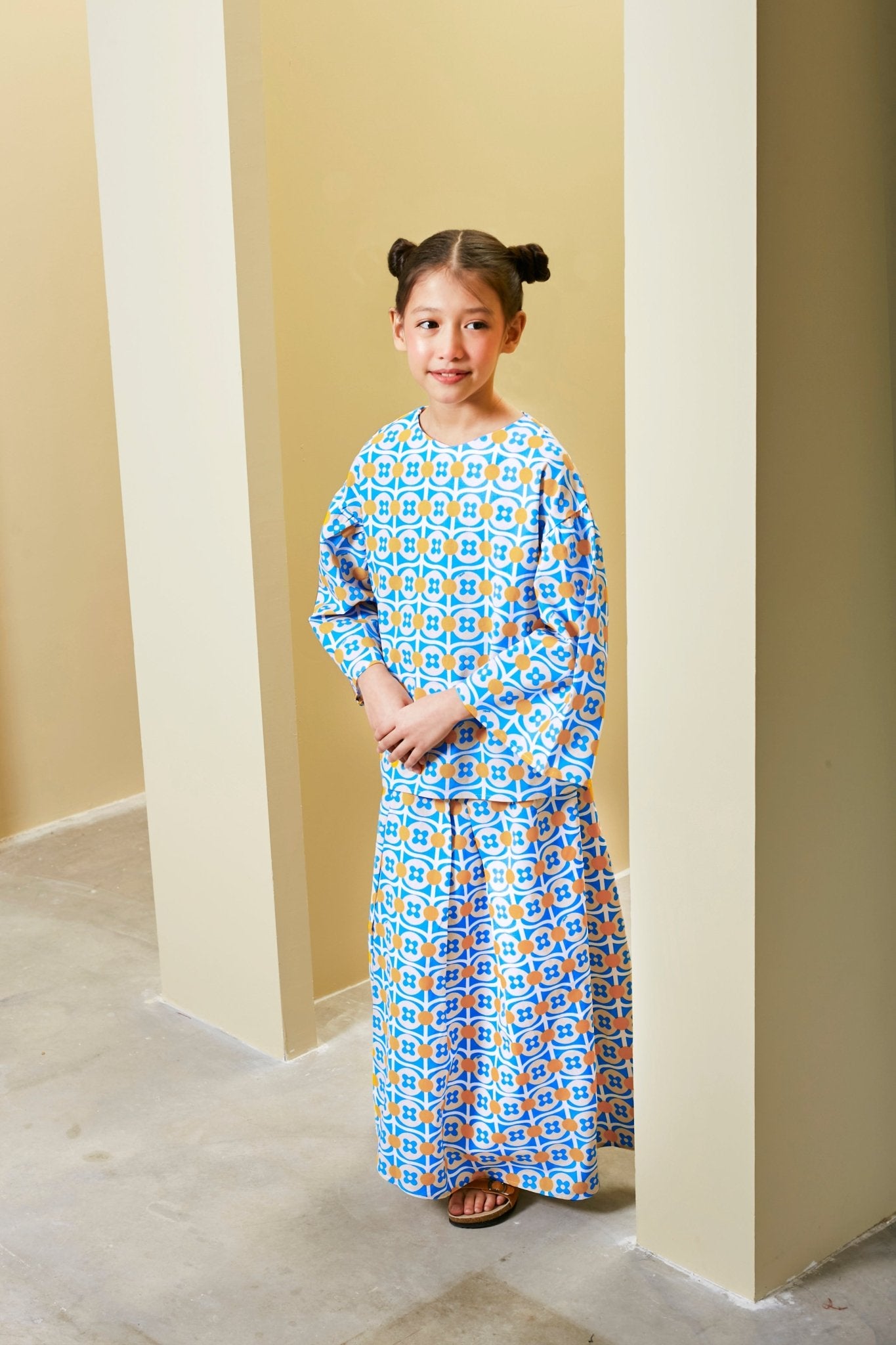 The Meriah Flare Blouse Pulut Print - Umbi