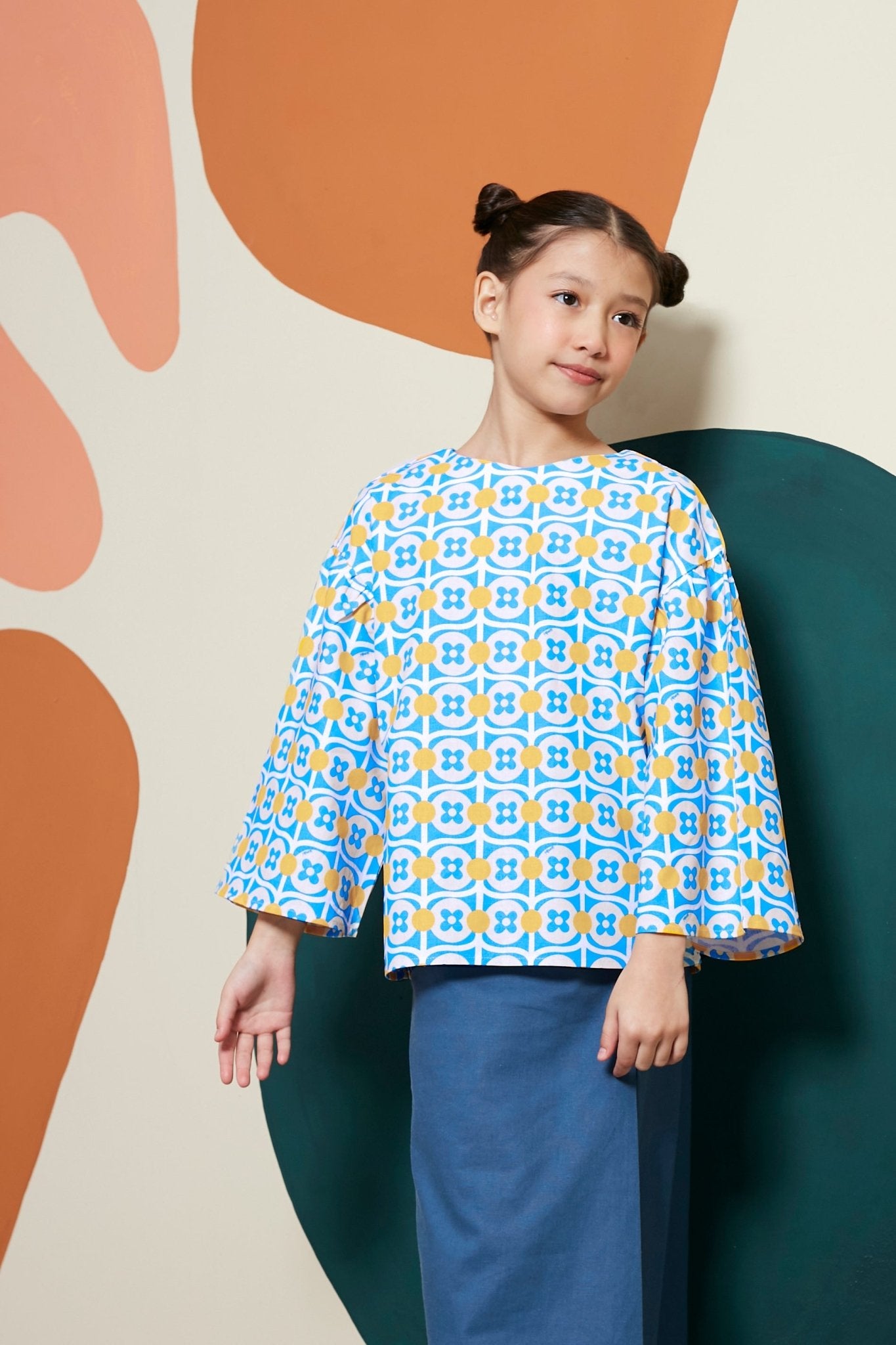 The Meriah Flare Blouse Pulut Print - Umbi