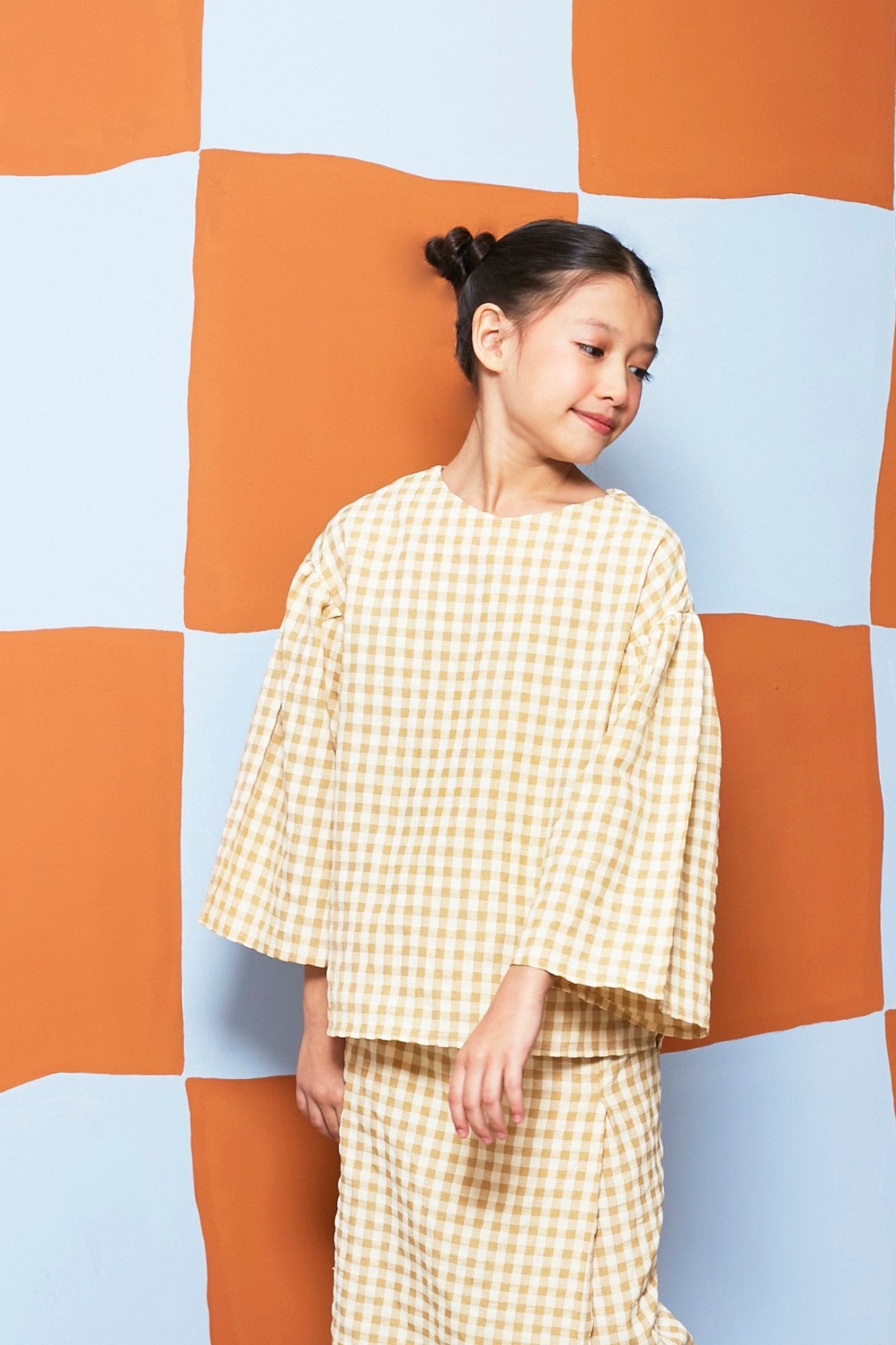 The Meriah Flare Blouse Yellow Checked - Umbi