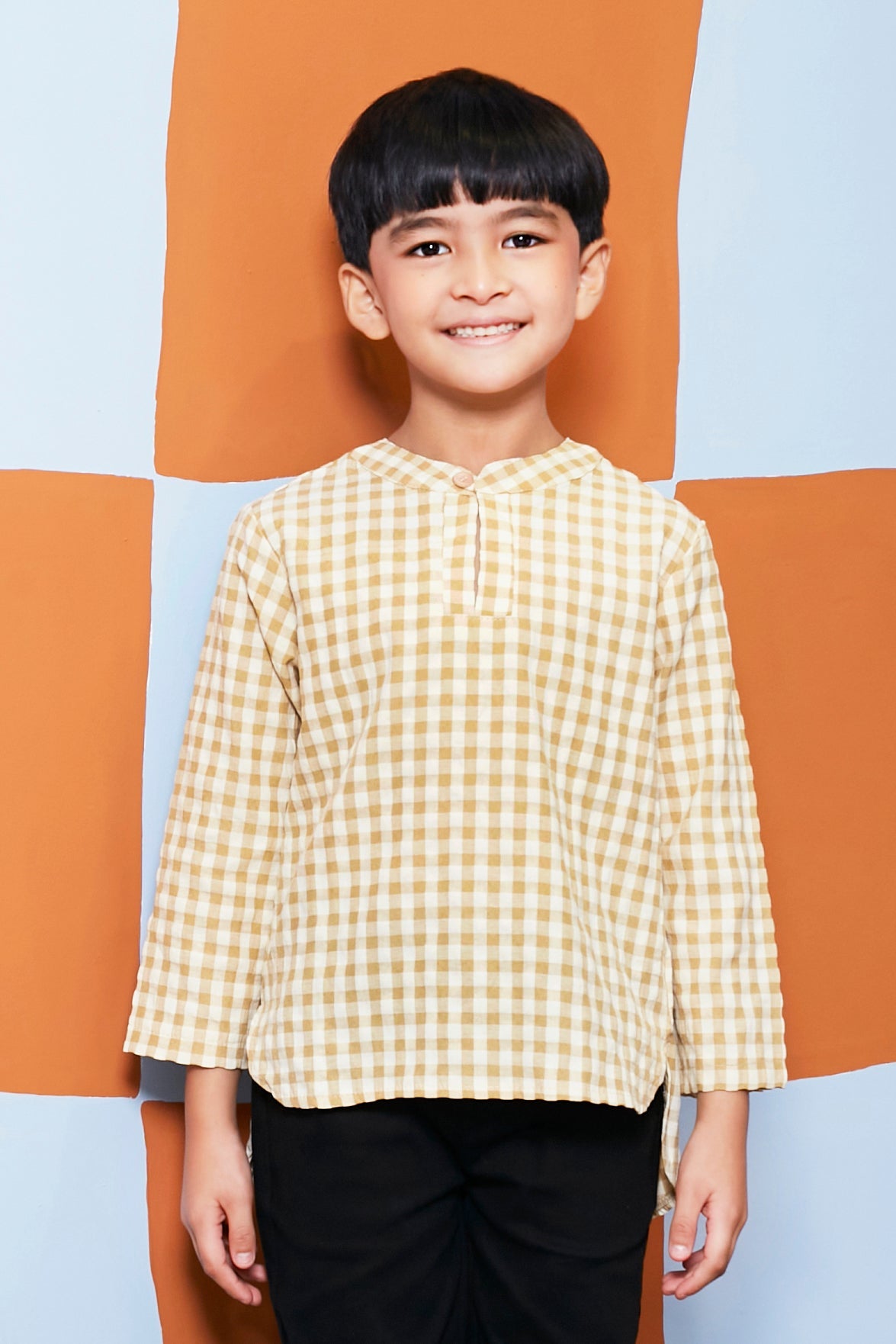 The Meriah Teluk Belanga Top Yellow Checked - Umbi