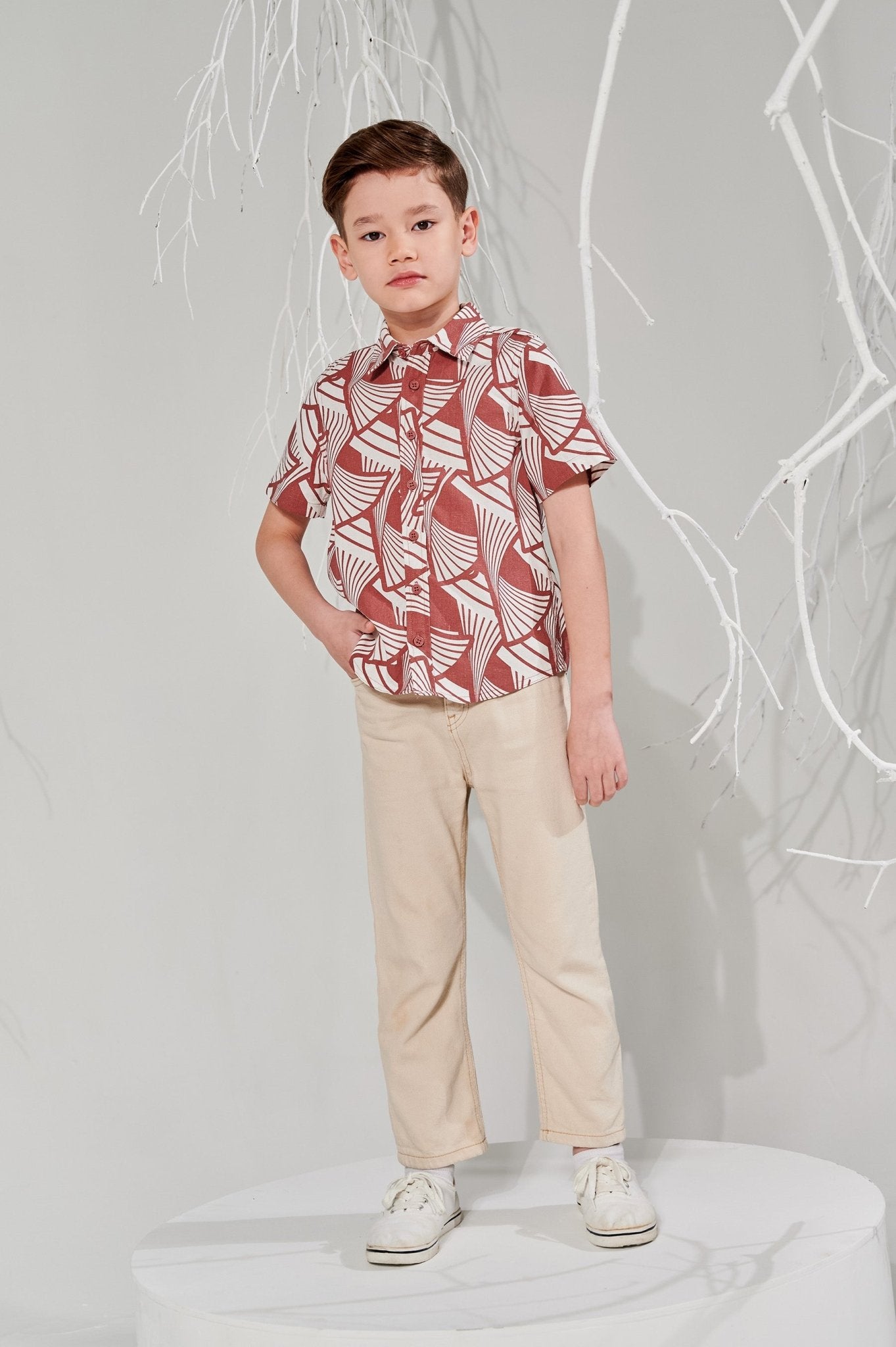 The Musim Collection Boy Sunday Shirt Harvest Print - Umbi