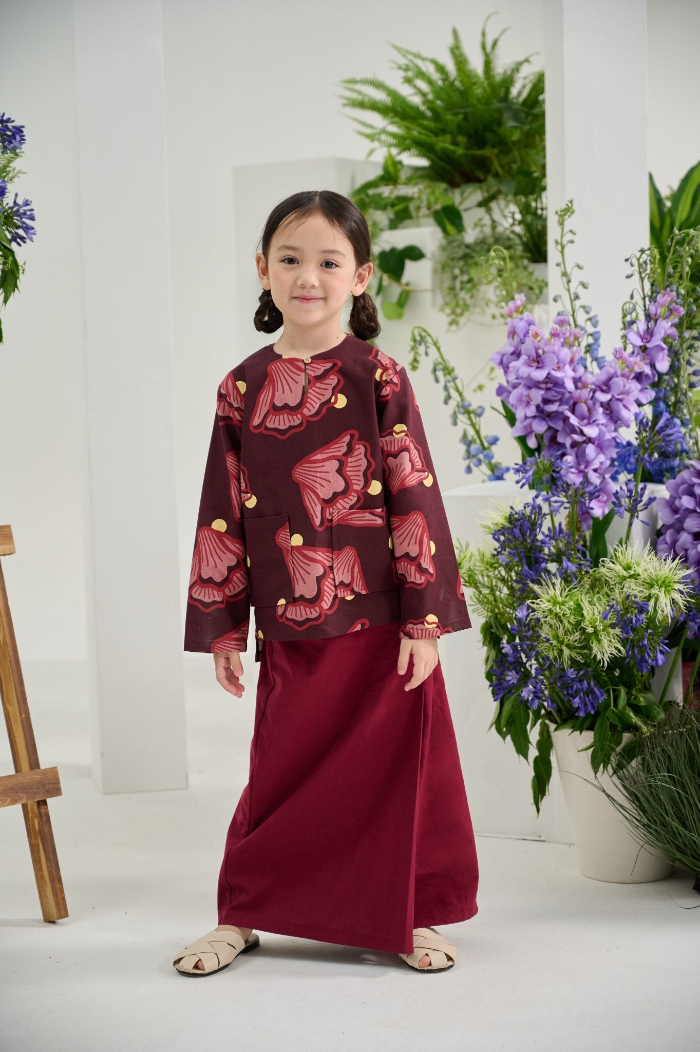 The Musim Collection Girl Kurung Top Autumn Print - Umbi