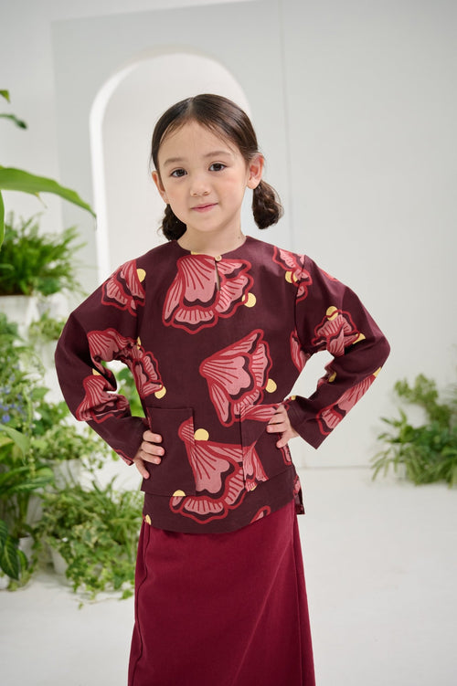 The Musim Collection Girl Kurung Top Autumn Print