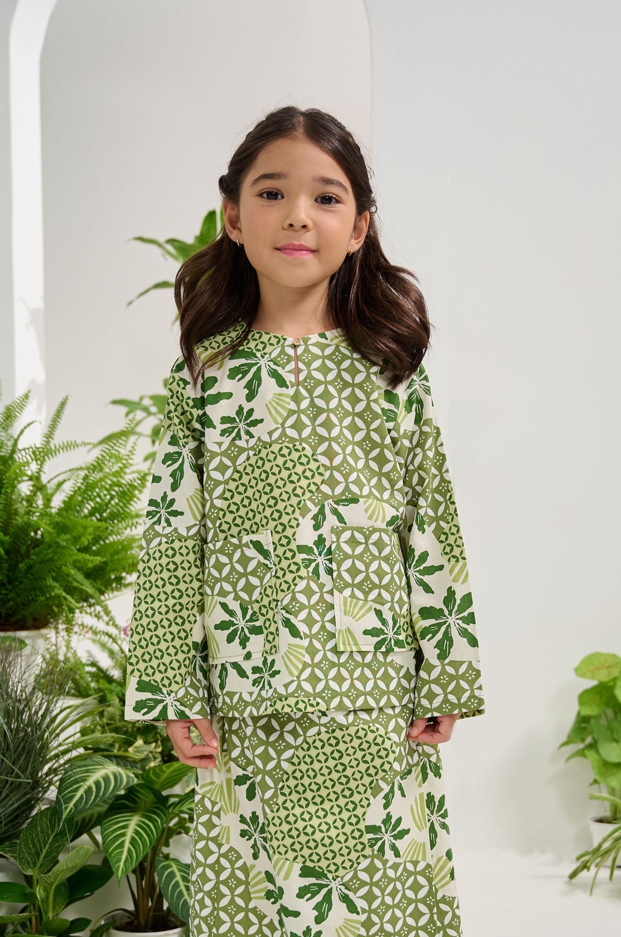The Musim Collection Girl Kurung Top Borneo Print - Umbi