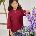 The Musim Collection Girl Kurung Top Burgundy - Umbi