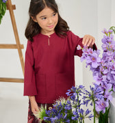 The Musim Collection Girl Kurung Top Burgundy - Umbi