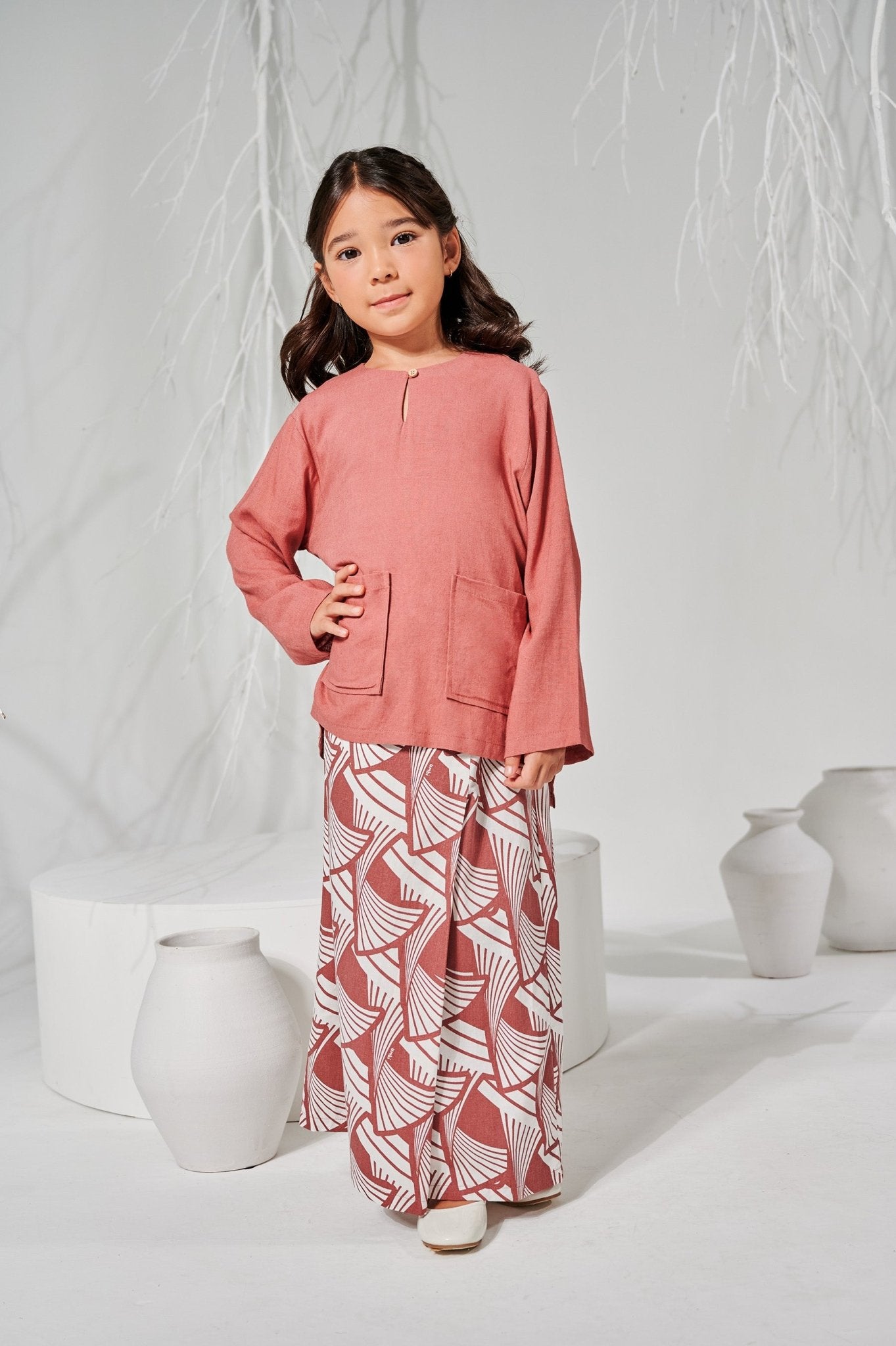 The Musim Collection Girl Kurung Top Dusty Rose - Umbi