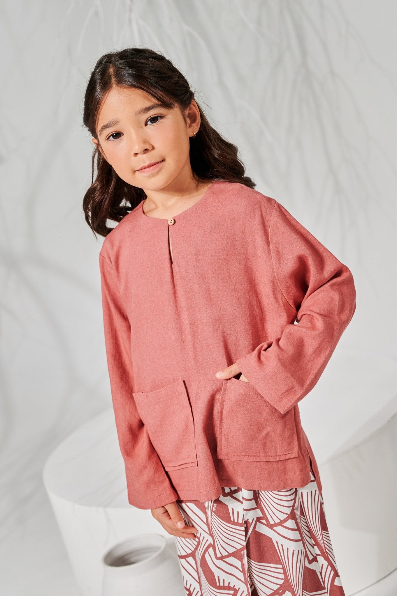 The Musim Collection Girl Kurung Top Dusty Rose - Umbi