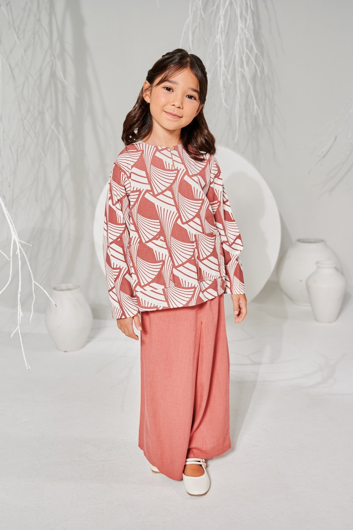 The Musim Collection Girl Kurung Top Harvest Print - Umbi