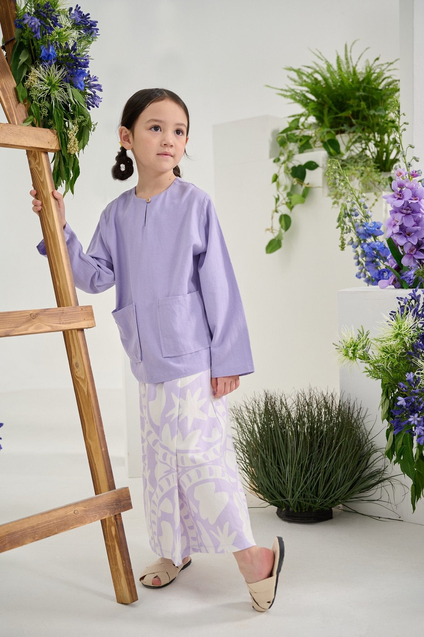 The Musim Collection Girl Kurung Top Lilac - Umbi