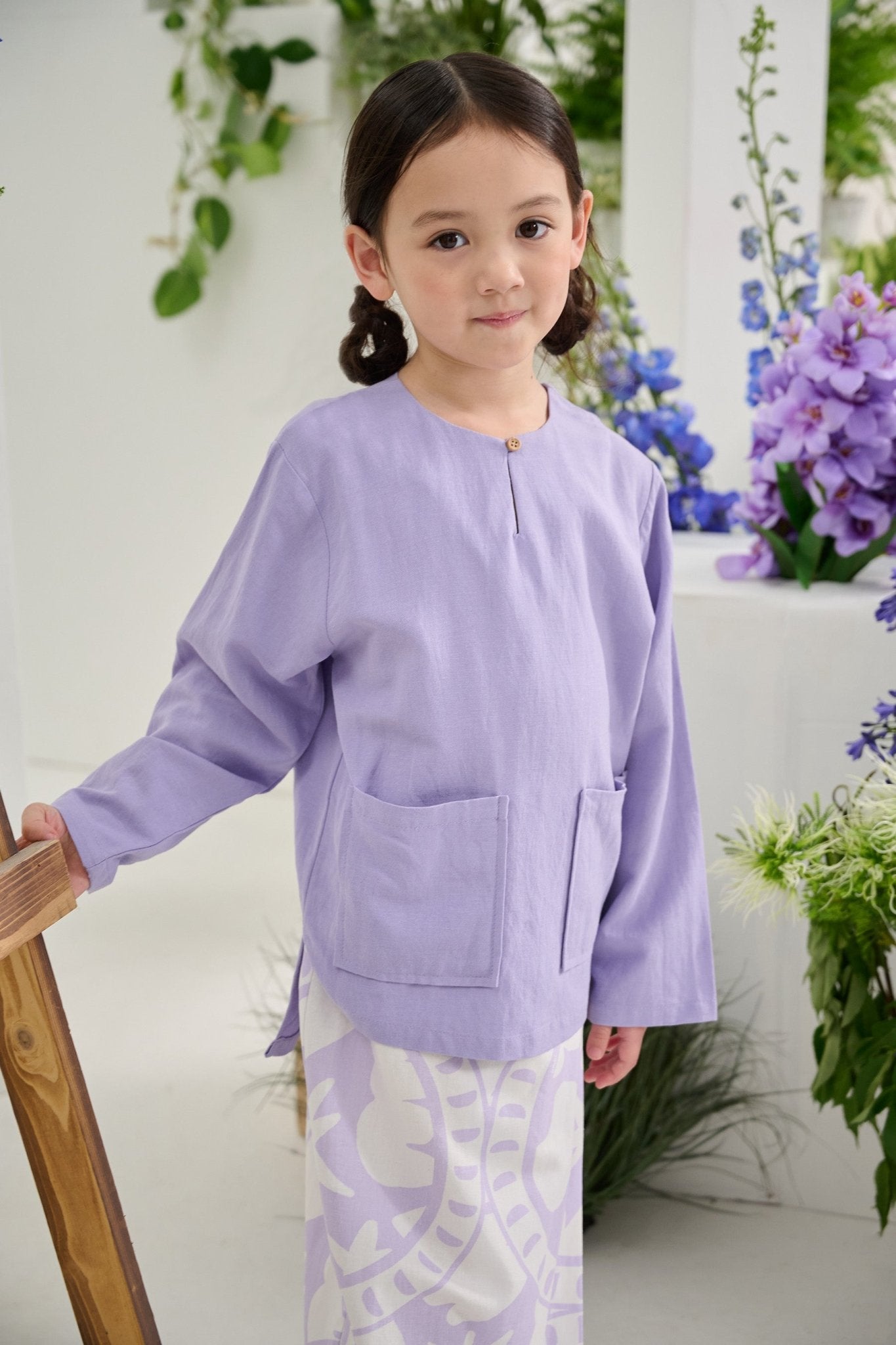 The Musim Collection Girl Kurung Top Lilac - Umbi